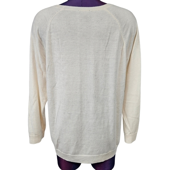 Talbots Cream Sequin Snowflake 3/4 Raglan‎ Sleeve Wool Sweater Size XL Women's - Picture 6 of 9